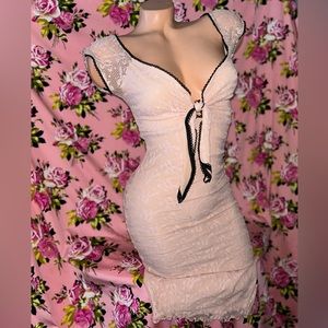 Wheels and dolbaby pink nude bow tie sheath dress pencil pinup rockabilly sexy